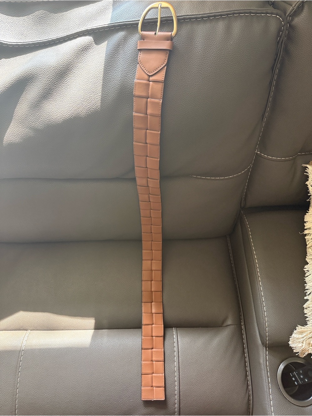 Michael Kors Woven Leather Belt - Tan